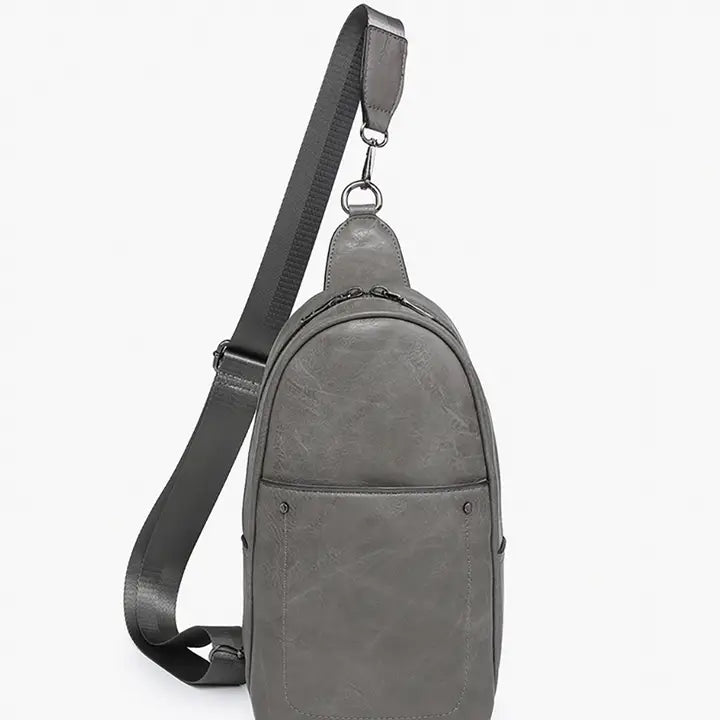 Jen&Co® Pamela Double Zip Sling Bag - Charcoal