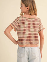 Load image into Gallery viewer, Tween Girls Collared Crop Knit Top
