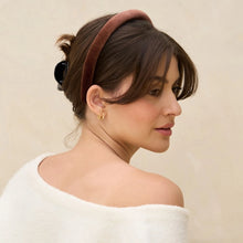 Load image into Gallery viewer, Recycled Fabric Satin &amp; Velvet Headbands 2pc Set-Black/Choco
