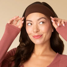 Load image into Gallery viewer, Recycled Fabric Ribbed Elastic Headbands 2pc Set - Mocha &amp; Chocolate
