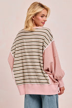 Load image into Gallery viewer, Stripe Mixed Top With Cut Edge And Reverse Outseam
