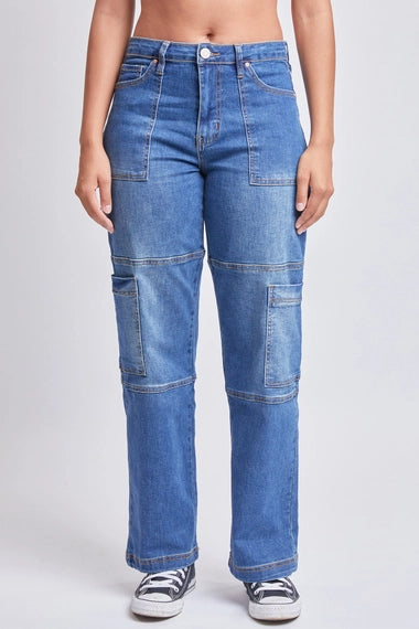 Junior High Rise Straight Leg Cargo Jeans