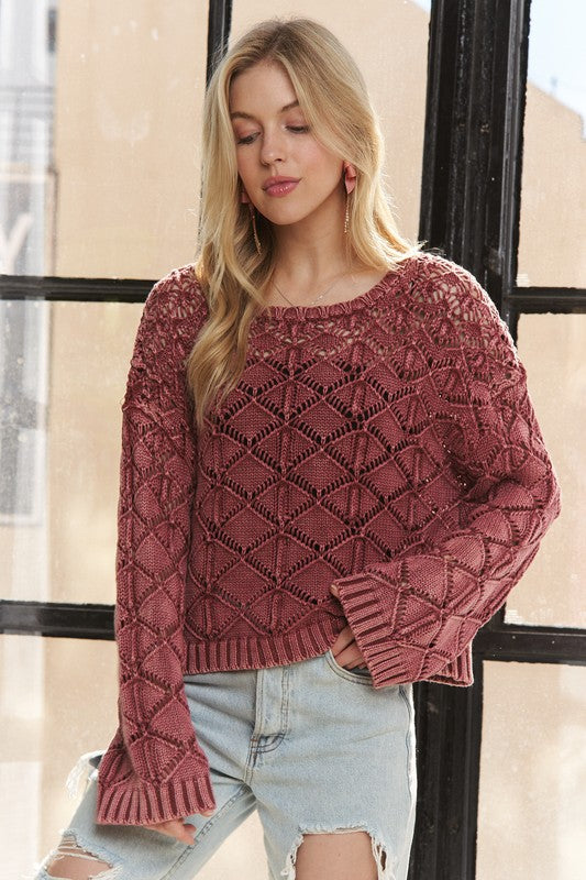 Diamond Knit Cardigan Pull Over