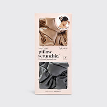 Load image into Gallery viewer, Satin Sleep Pillow Scrunchie, Charcoal &amp; Gold - 2 Pack
