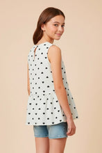 Load image into Gallery viewer, Girls Ditsy Heart Print Bow Detail Peplum Tank
