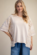 Load image into Gallery viewer, Khaki Frayed Short Sleeve Terry Pullover
