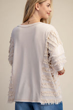 Load image into Gallery viewer, Khaki Frayed Short Sleeve Terry Pullover
