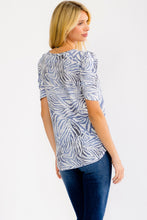 Load image into Gallery viewer, Blue Zebra Puff Sleeve Top

