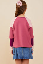 Load image into Gallery viewer, Girls Color Block Ribbed Knit Long Sleeve Top
