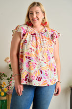 Load image into Gallery viewer, Plus Size Ruffle Sleeves Printed Blouse
