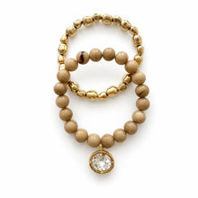 Load image into Gallery viewer, Marbled Bead Stretch Bracelet Set of 2 - Light Brown
