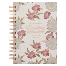 Load image into Gallery viewer, Journal Spiral White Floral Everything Beautiful Ecc 3:11
