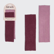 Load image into Gallery viewer, Recycled Fabric Ribbed Elastic Headbands 2pc Set - Cherry Lacquer &amp; Dusty Pink
