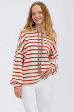 Load image into Gallery viewer, Stripe Knit Animal Contrast Hoodie
