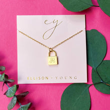 Load image into Gallery viewer, Script Initial Lock Pendant Necklace
