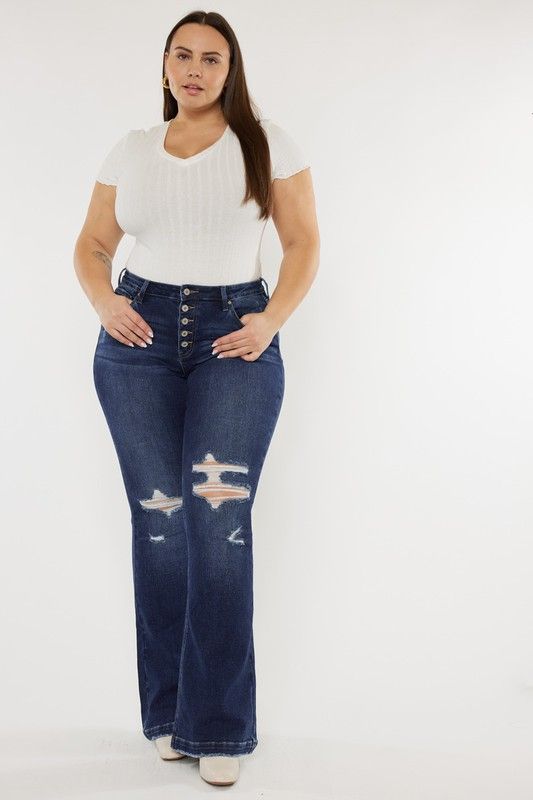 Plus Mid Rise Flare Jeans