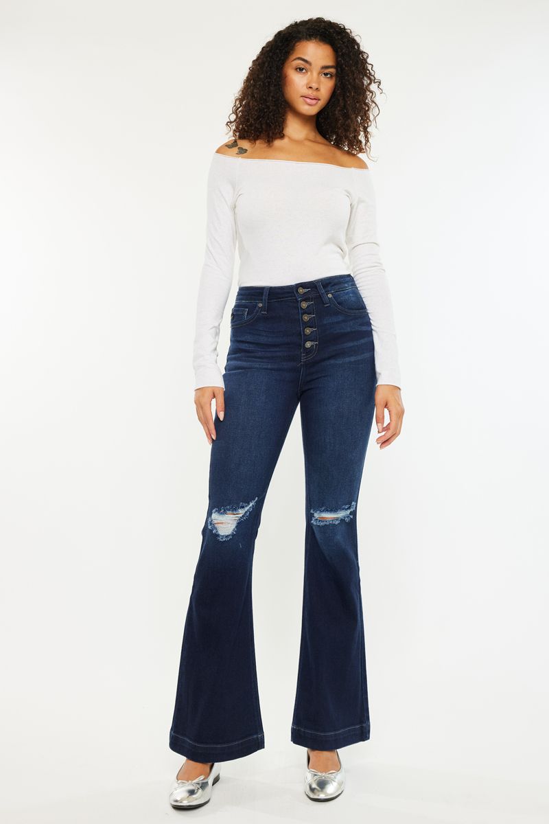 KanCan Petite High Rise Flare Jeans