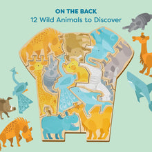 Load image into Gallery viewer, Elephant 2-in-1 Wooden Puzzle
