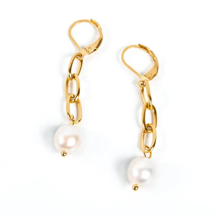 Pearl Chain Drop Earrings