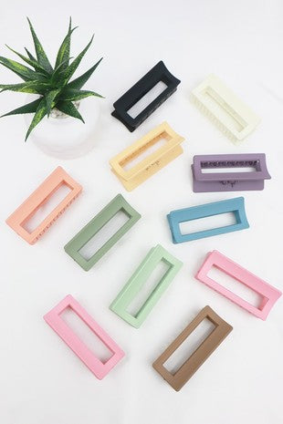 Matte Rectangle Cube Hair Claw Clip