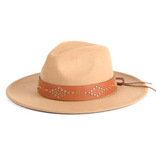Load image into Gallery viewer, Jen &amp; Co® Glinda Grommet Trim Wide Brim Fedora
