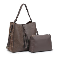 Load image into Gallery viewer, Jen &amp; Co.® Dina Plaid Contrast Tote w/ Tassel
