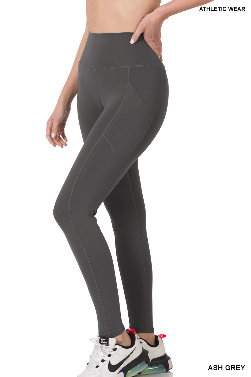 Athletic Wide Waistband Leggings w/ Pockets