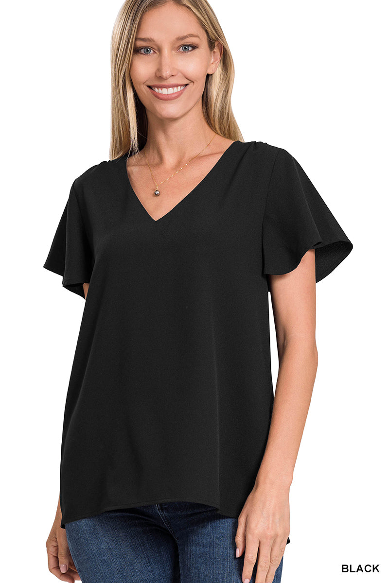 Flutter Sleeve V-Neck Top