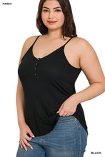 Load image into Gallery viewer, Ribbed Half Snap Button Closure Cami Top
